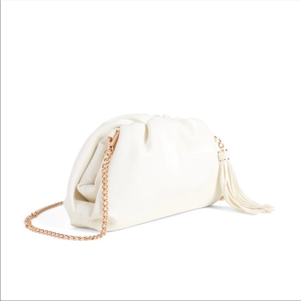 White Understated Leather x Rachel Zoe Crescent Clutch, Bridal Clutch